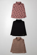 3 pack Poloneck Brown, Pink And Black