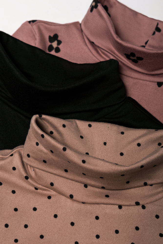 3 pack Poloneck Brown, Pink And Black (1)