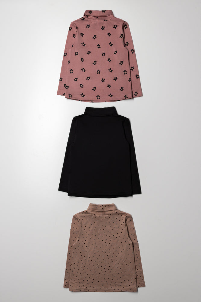 3 pack Poloneck Brown, Pink And Black (3)