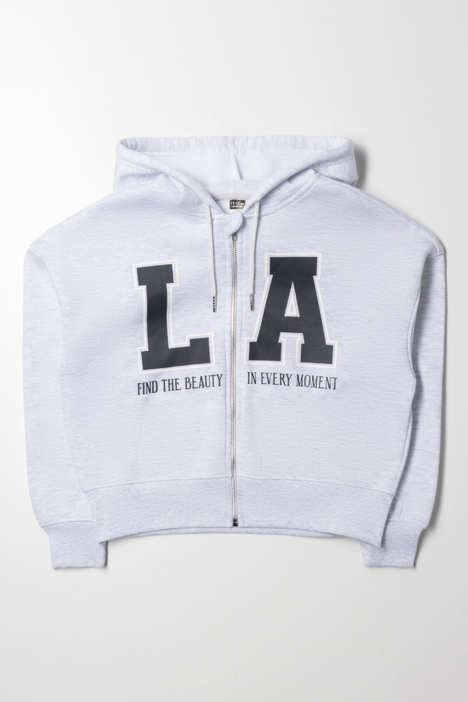 Los Angeles Hooded Zip Through Tracktop Grey