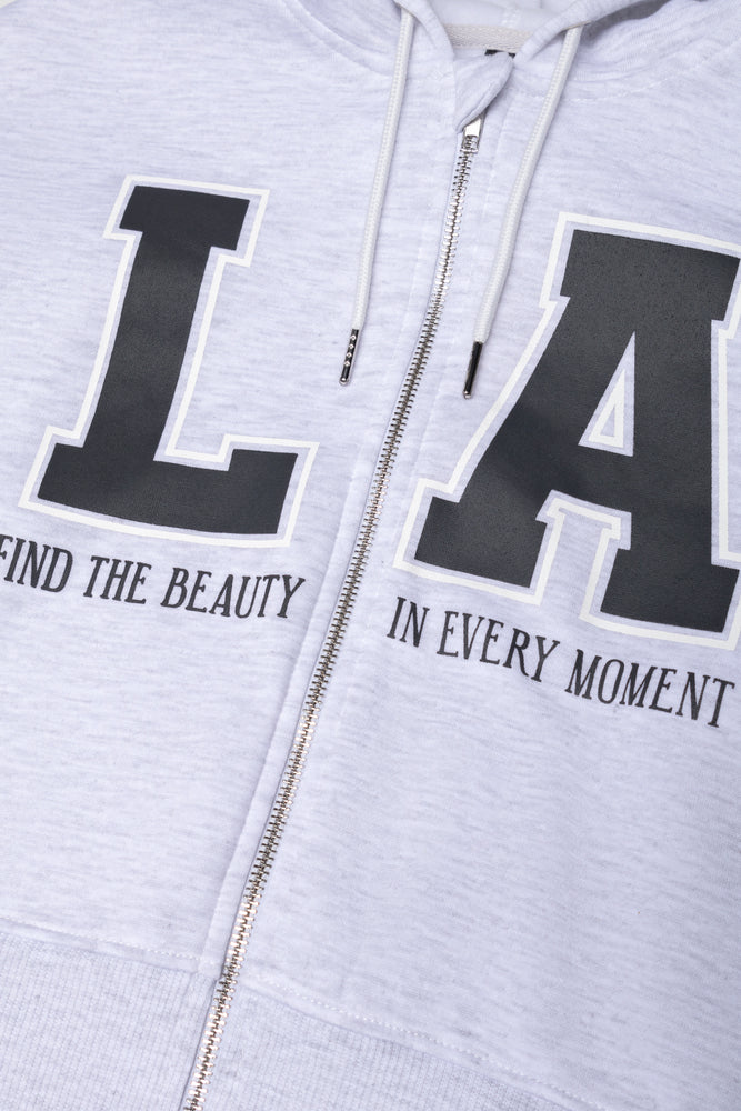 Los Angeles Hooded Zip Through Tracktop Grey