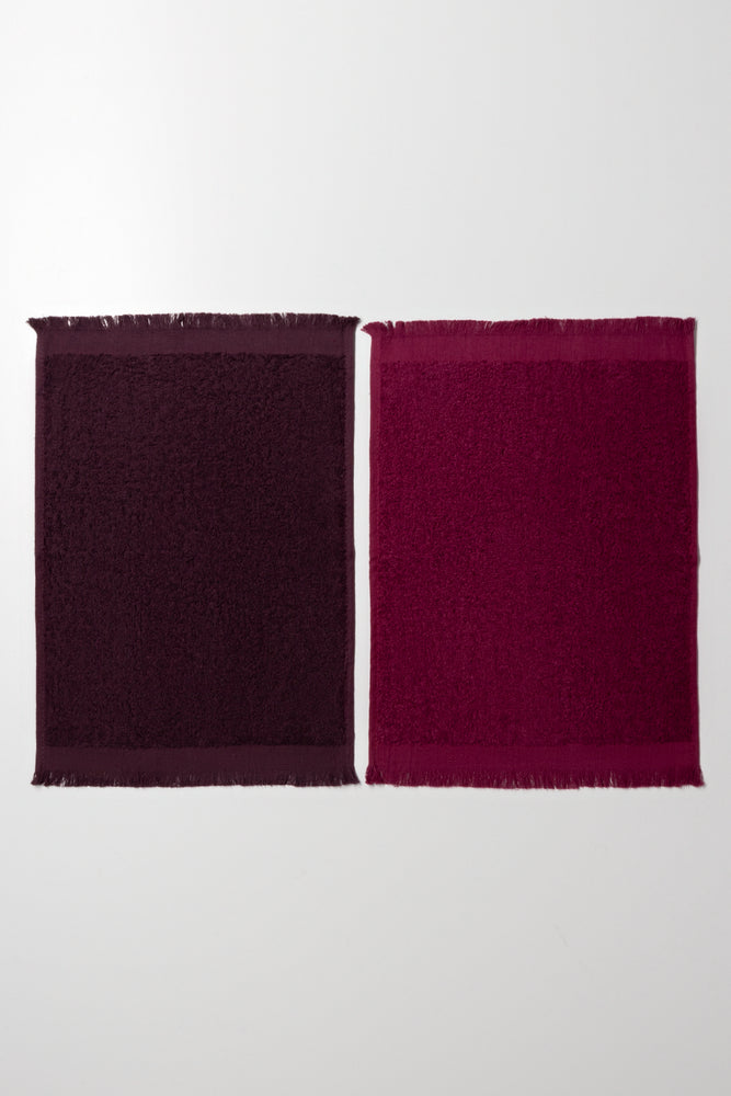 2 Pack Fringed Guest Towel Brown And Red
