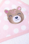 Polka Dot Bear Hooded Towel Pink (1)