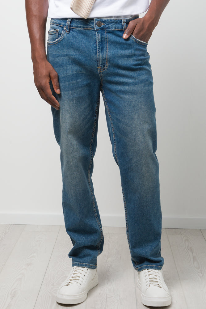 Straight Leg Denim Jeans Blue