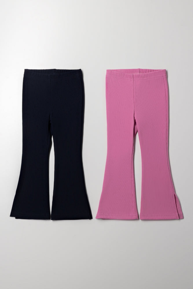 2 Pack Flare Leggings Pink And Navy