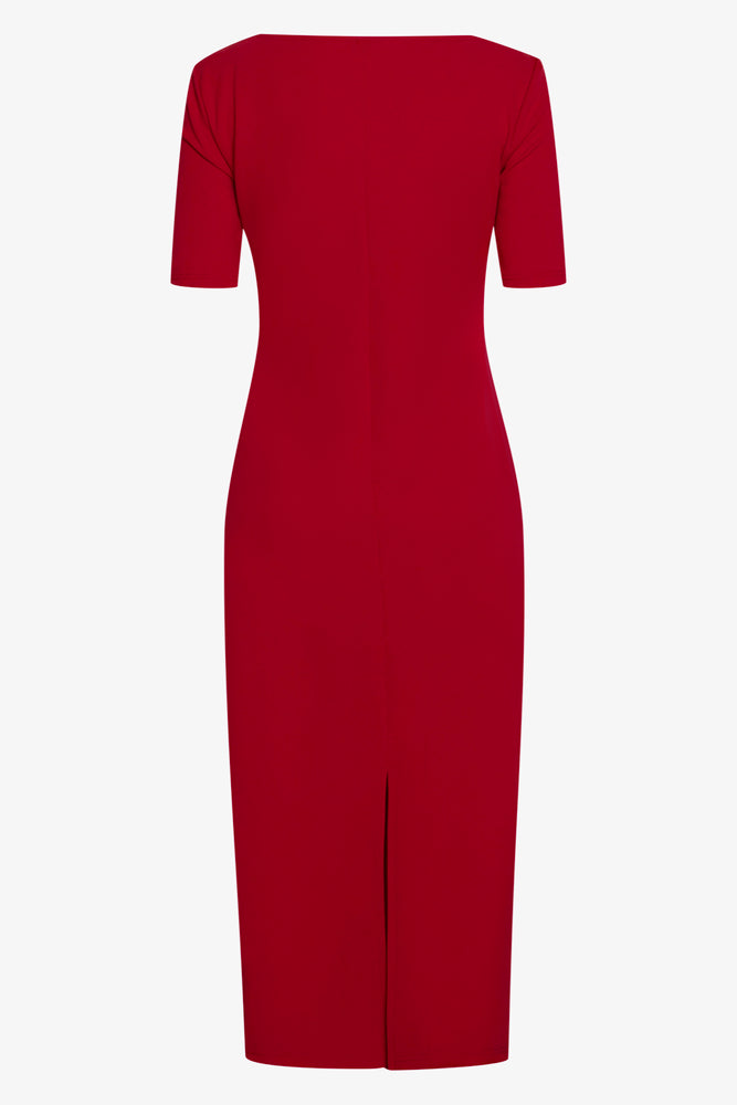 Side Ruched Bodycon Dress Red