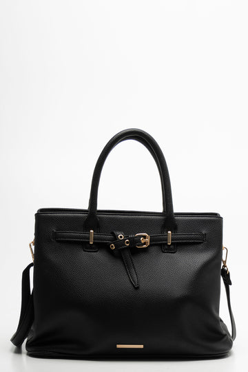 Buckle Tote Handbag Black