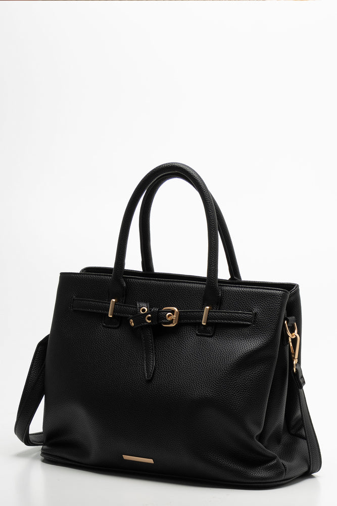 Buckle Tote Handbag Black (1)