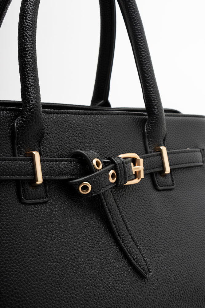 Buckle Tote Handbag Black (3)