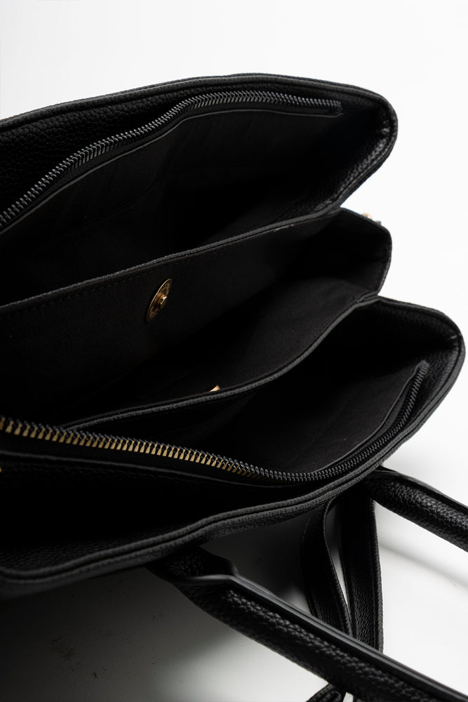 Buckle Tote Handbag Black (5)