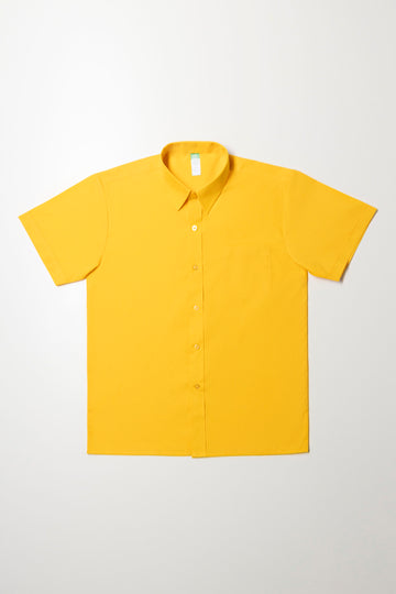 Primary School Short Sleeve Raised Collar Shirt Yellow