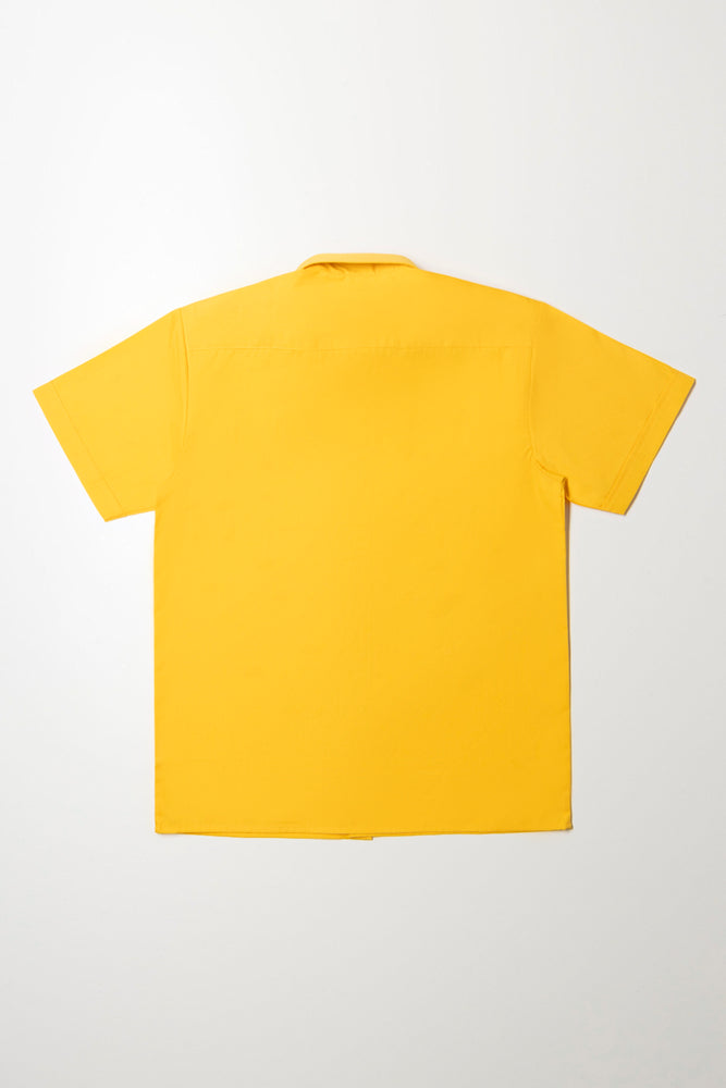 Primary School Short Sleeve Raised Collar Shirt Yellow (3)