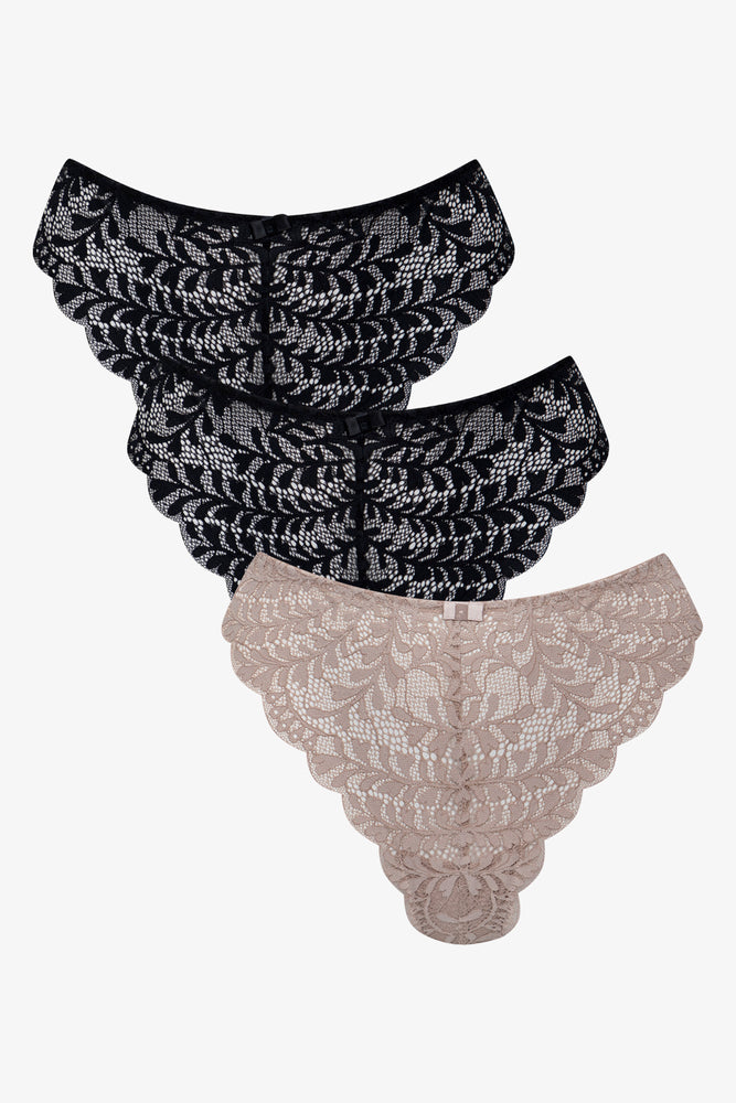 3 Pack Lace Thongs Black And Natural (1)
