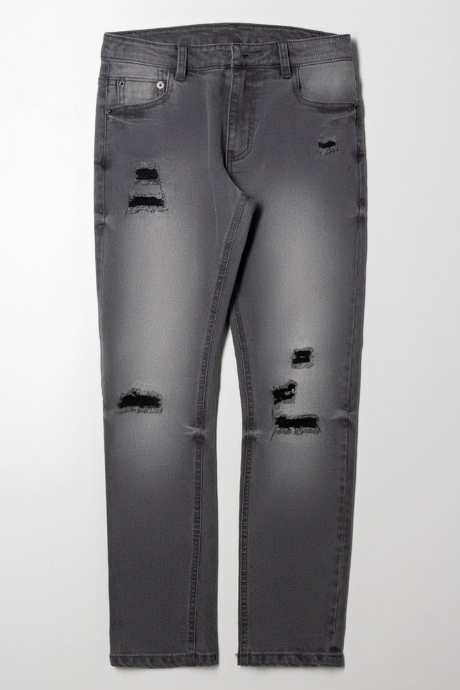 Ripped Denim Jeans Dark Grey