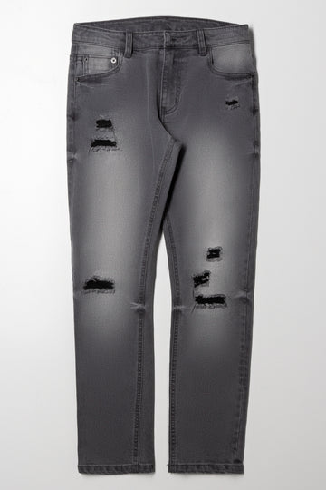 Ripped Denim Jeans Dark Grey