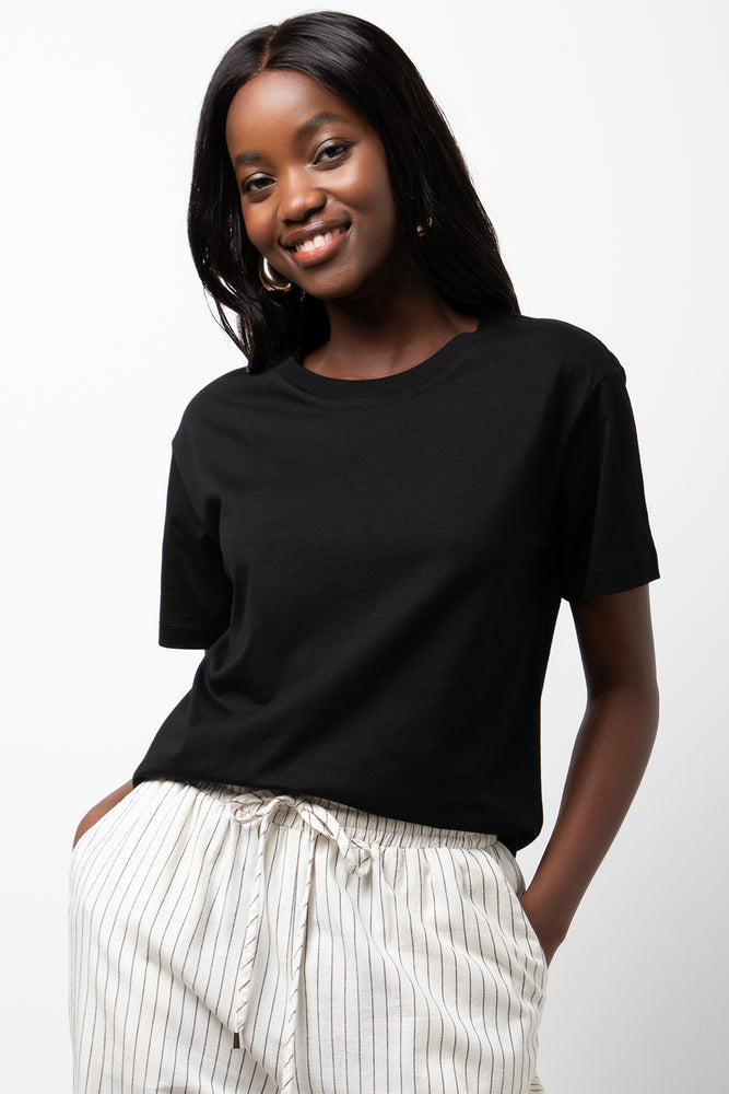 Crew Neck Short Sleeve Regular Fit T-Shirt Black