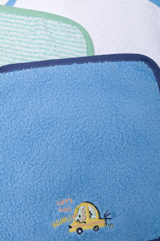 3 Pack Face Cloth White, Green And Blue