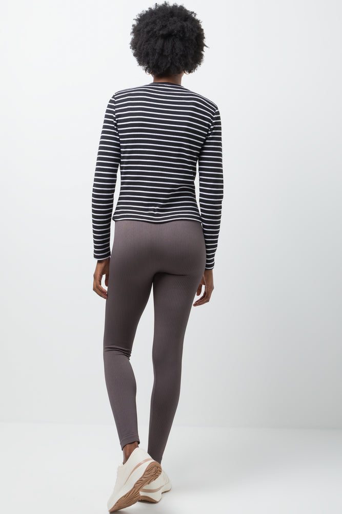 Rib Seamless Wide Waist Legging Dark Grey (3)