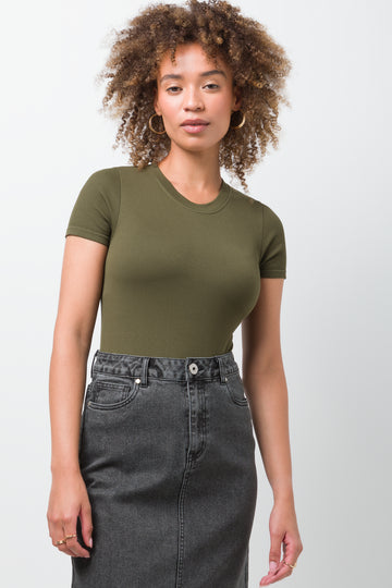 Rib Seamless Bodysuit Green