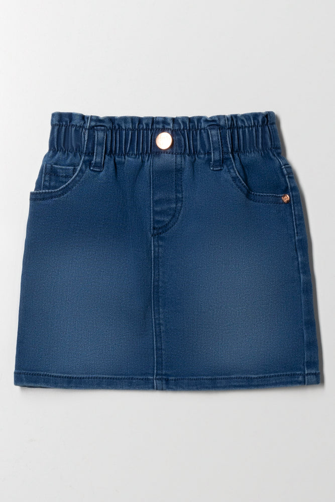Denim Paper Bag Skirt Blue