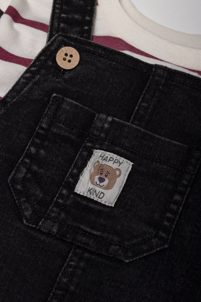 Denim Dungaree Set Black
