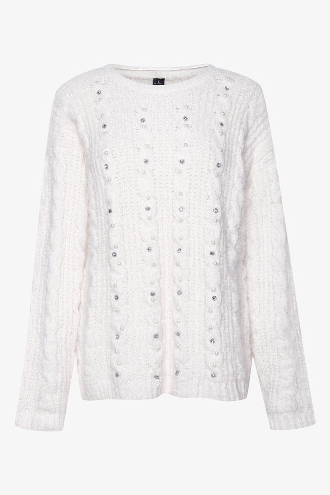 Diamante And Pearl Jersey Cream