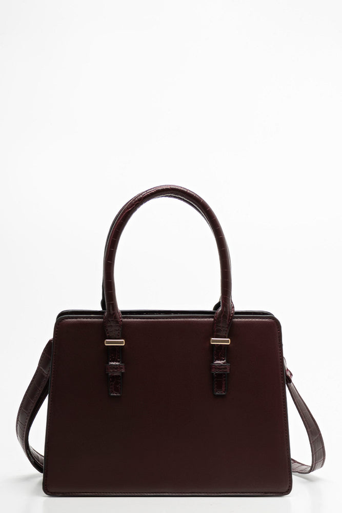 Mini Handbag With  Handles And Strap Burgundy