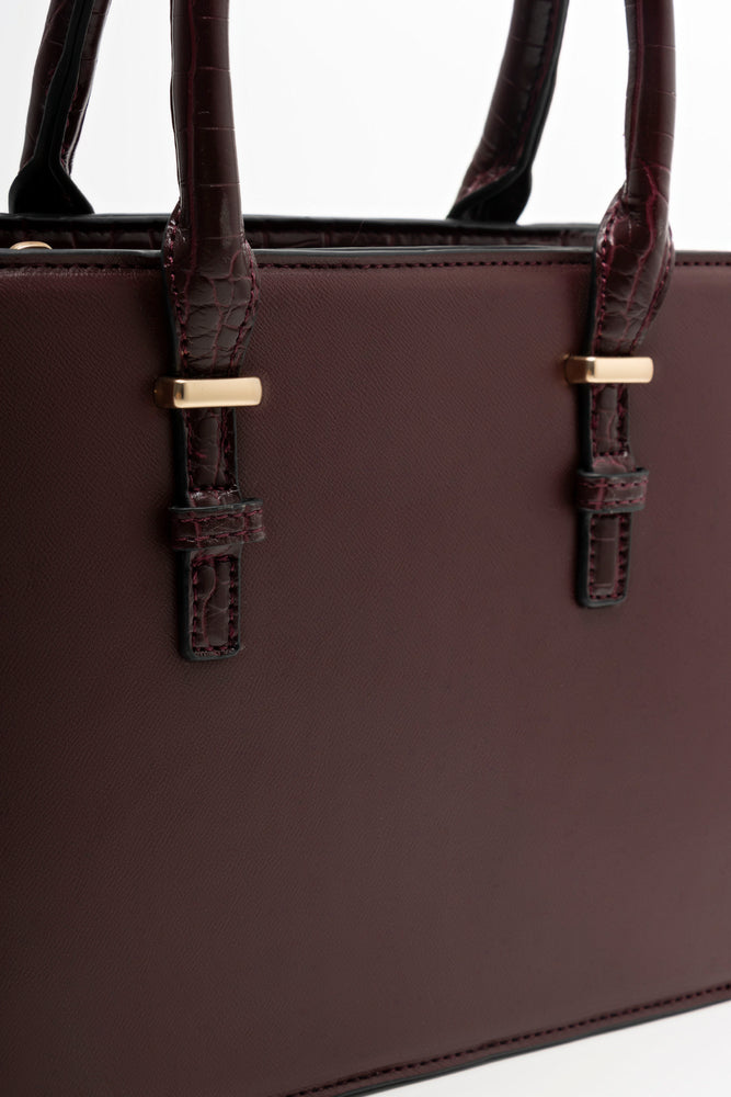 Mini Handbag With  Handles And Strap Burgundy (3)