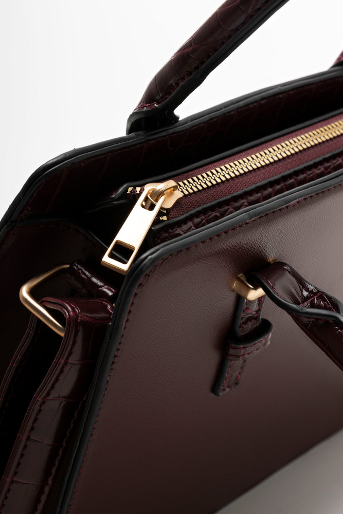 Mini Handbag With  Handles And Strap Burgundy (4)