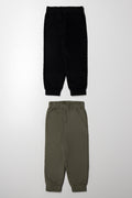 2 Pack Corduroy Cuffed Pants Black And Green