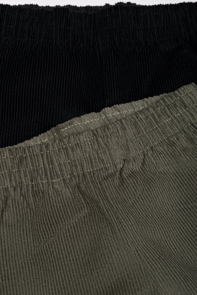 2 Pack Corduroy Cuffed Pants Black And Green
