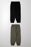 2 Pack Corduroy Cuffed Pants Black And Green (2)