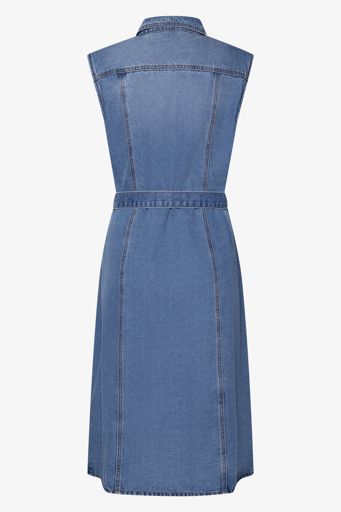 Sleeveless Denim Dress Light Blue (1)
