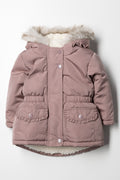 Hooded Parka Jacket With Fur Purple