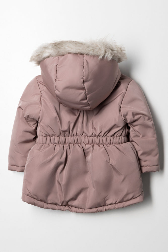 Hooded Parka Jacket With Fur Purple (3)