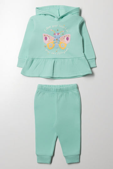 Hooded Peplum Tracksuit Green