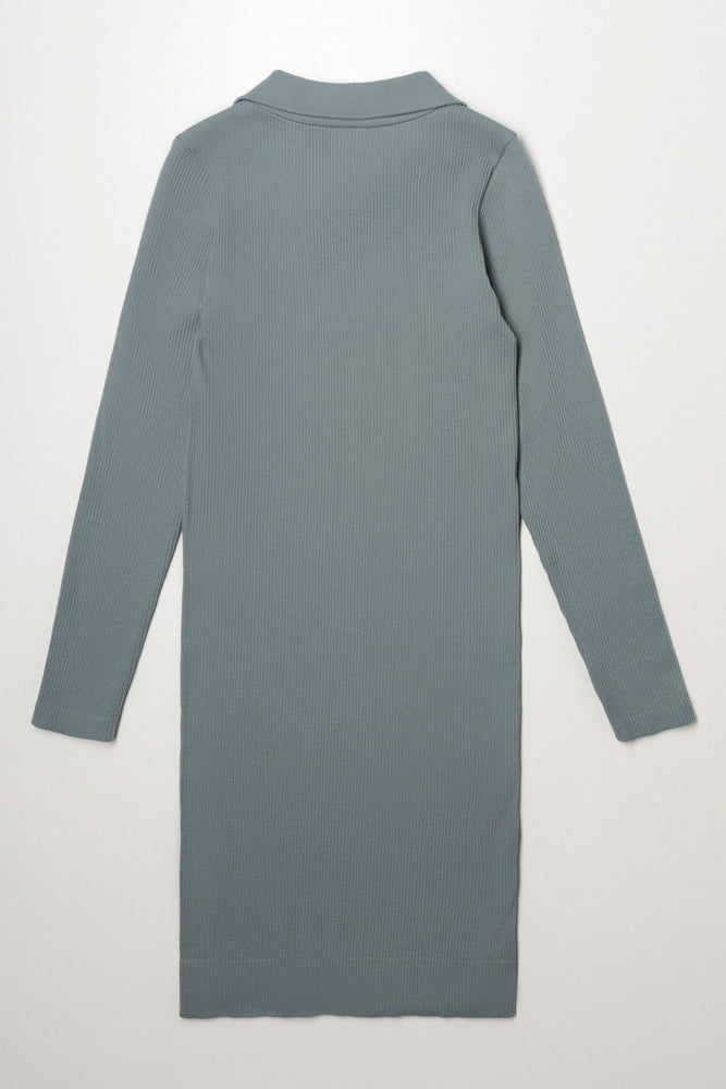 Collar Seamfree Dress Blue (2)