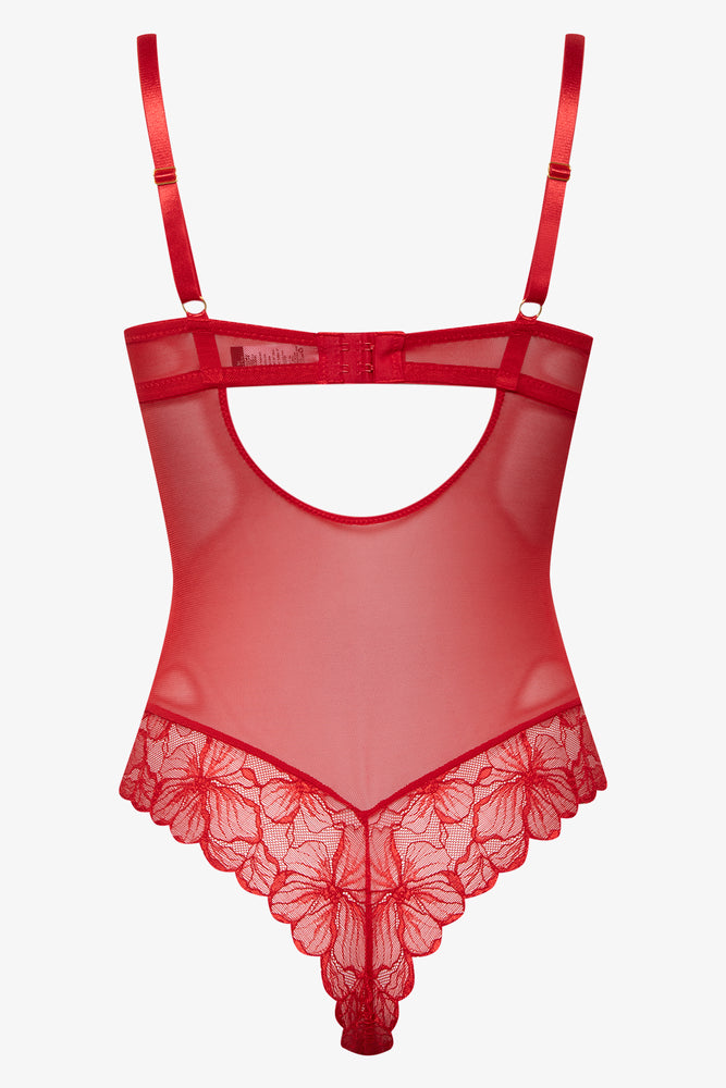 Lace Bodysuit Red