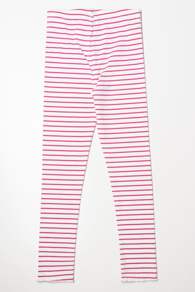Rib Stripe Legging Pink (2)