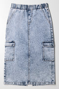 Cargo Denim Skirt Blue