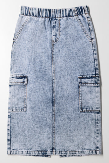 Cargo Denim Skirt Blue