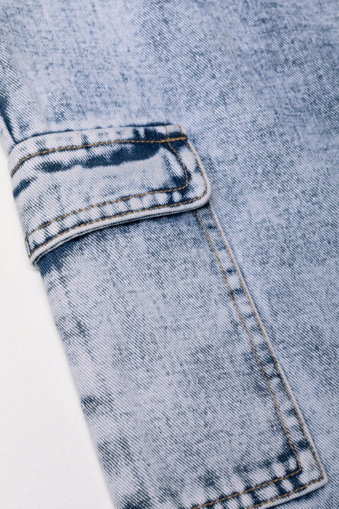 Cargo Denim Skirt Blue