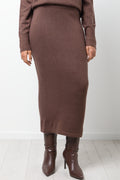 Lurex Midi Skirt Brown (1)