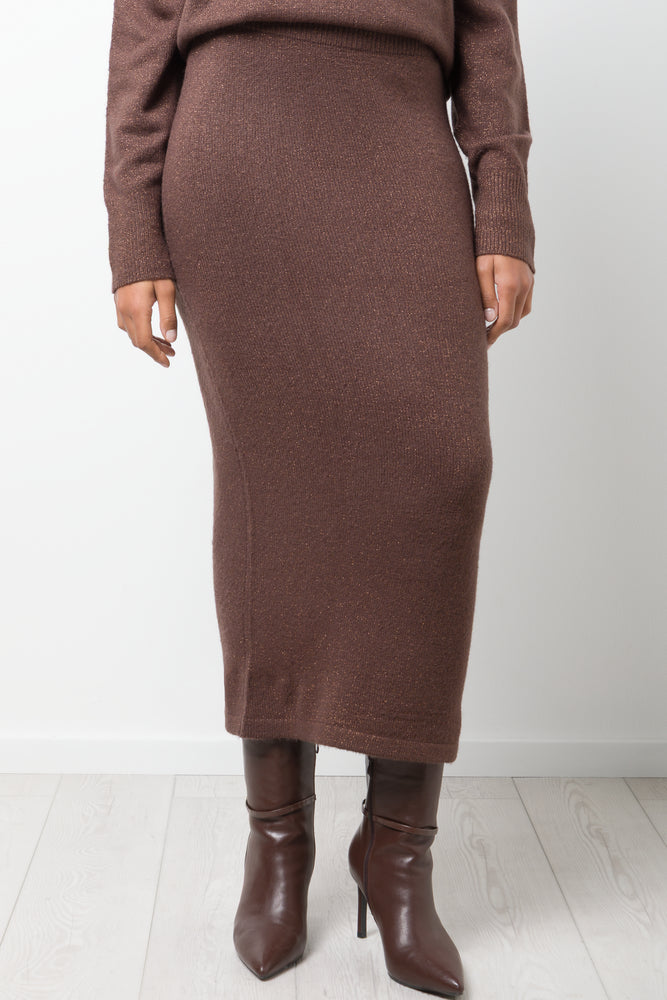 Lurex Midi Skirt Brown (1)