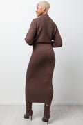 Lurex Midi Skirt Brown (3)