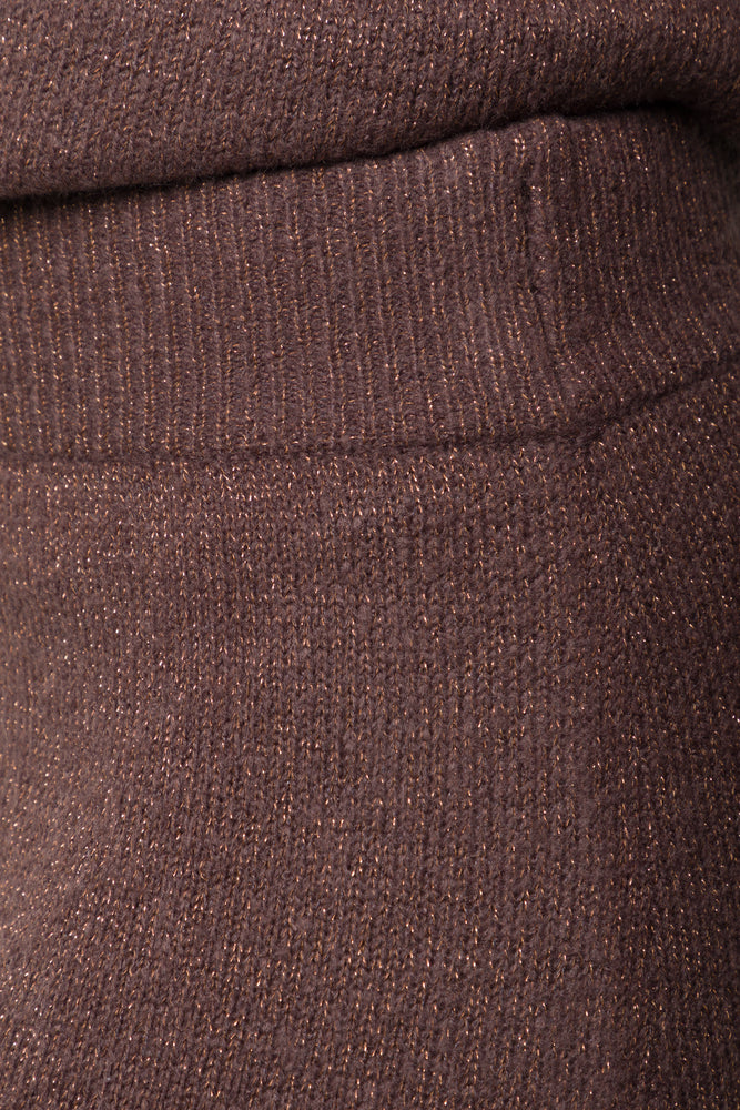 Lurex Midi Skirt Brown (4)