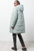 Quilted Long Puffer Jacket Green (2)