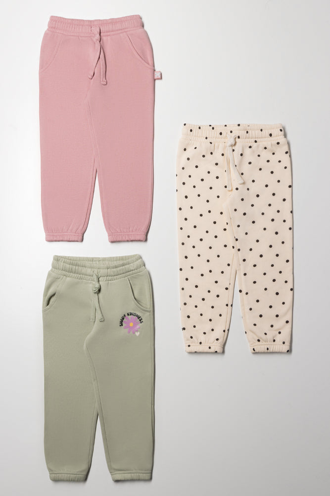 3 Pack Trackpants Pink, Green And Yellow