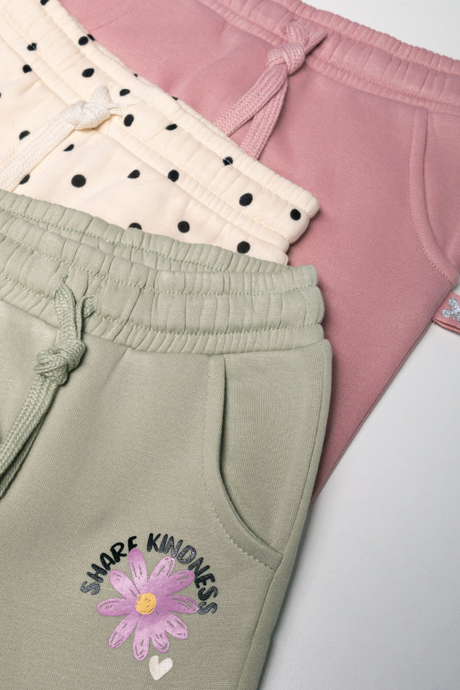 3 Pack Trackpants Pink, Green And Yellow (1)