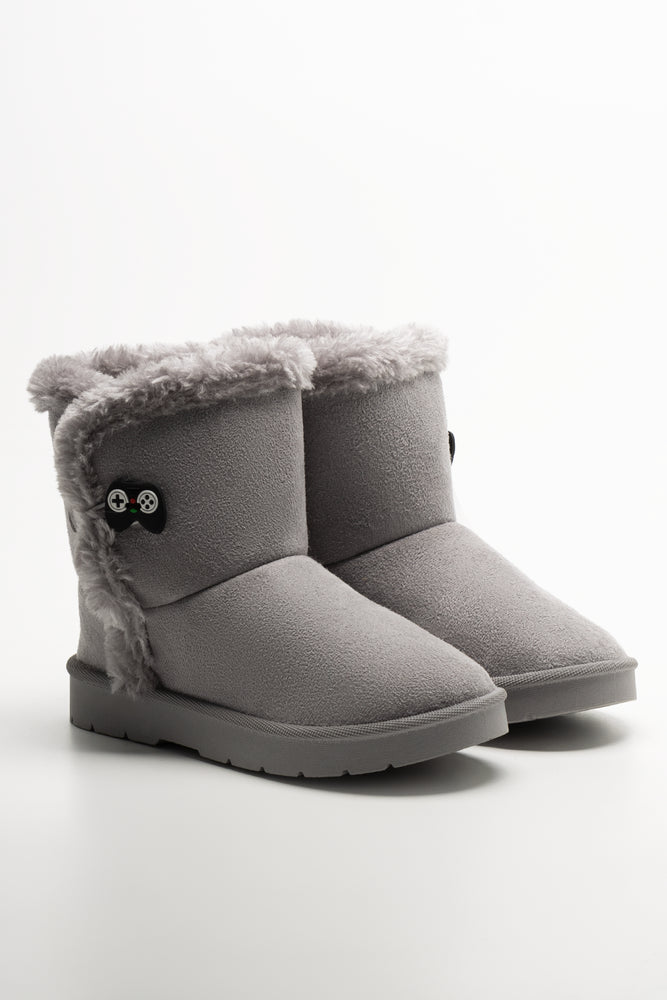 Button Comfort Boots Grey